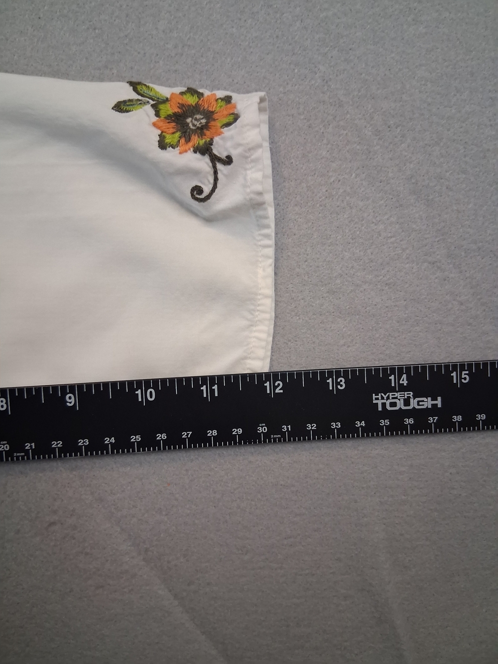 J. Jill Petite Large White Embroidered Boho Peasant Tunic Top Floral 3/4 Sleeve - Picture 7 of 8